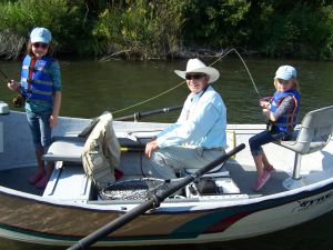 Paul on Salt River with Grandchildren - Click for an Enlargement